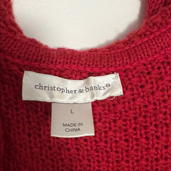 Christopher & Banks red knit cardigan size: L - Picture 4 of 7
